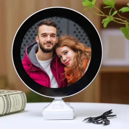 Personalized Round-Shaped Magic Mirror Photo Frame – Customized Gift for Special Occasions Size- (25x20cm)