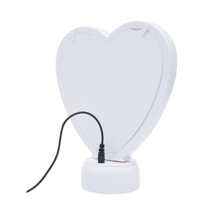 Personalized Customize Magic Mirror Cum Photo Heart Shape Tabletop Frame with LED Light - White - Image 6