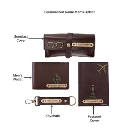 Personalized Name & Charm Leather Wallet Men’s Combo Giftset (Darkbrown) | Customized Birthday Anniversary Wedding Engagement Office Gifts for Men Man Male Gents - Image 6