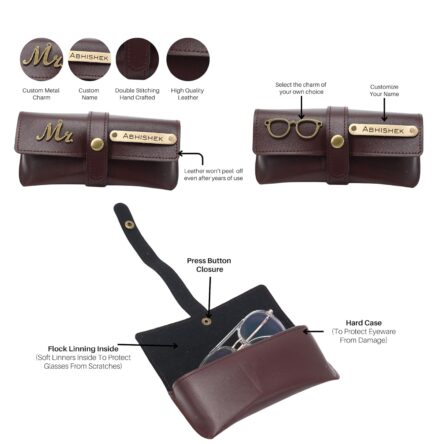 Personalized Name & Charm Leather Wallet Men’s Combo Giftset (Darkbrown) | Customized Birthday Anniversary Wedding Engagement Office Gifts for Men Man Male Gents - Image 3