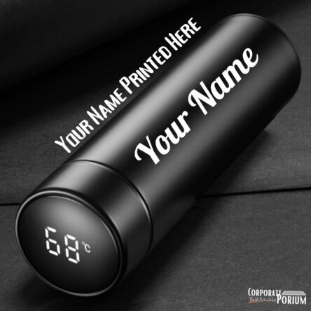 Your Name Printed Stainless Steel Vacuum Insulated Bottle With Tea Filter | 500 ML | Easy to Carry | Leakproof Personalized Gift Flask | Permanent Printing (Black - Image 5