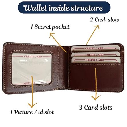 Customised leather original Wallet Pen Keychain Gifting Hamper Set for Men with Name (Brown), Personalized Purse Combo, Unique Stylish Gift for Husband, Boyfriend, Birthday, Valentine's day - Image 4
