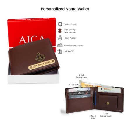 Personalized Name & Charm Leather Wallet Men’s Combo Giftset (Darkbrown) | Customized Birthday Anniversary Wedding Engagement Office Gifts for Men Man Male Gents - Image 5
