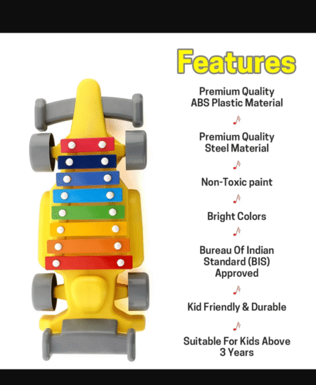 Musical Car Piano Xylophone Toy, Plastic Car Xylophone (1 Set) - Image 4