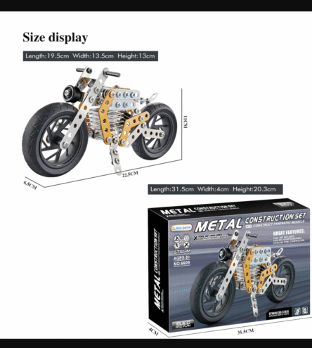 Metal DIY Bike Building Blocks for Kids (bike 162 pc of Bike Tool / 1 Setã€‘ - Image 6