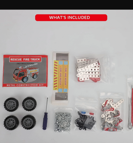 Metal DIY Fire Truck Building Blocks for Kids (Fire Truck / 292pcs of truck tool / 1 Set) - Image 6