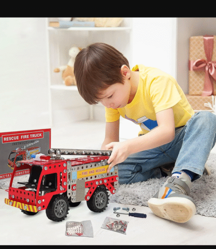Metal DIY Fire Truck Building Blocks for Kids (Fire Truck / 292pcs of truck tool / 1 Set) - Image 2