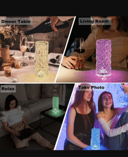 Crystal Touch Night Light (16 Colors) - Rose Diamond Table Lamp with Remote Control, USB Table Lamp, Romantic Date Lighting Decor for Festival, Bedroom, Dining Room - Image 3
