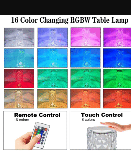 Crystal Touch Night Light (16 Colors) - Rose Diamond Table Lamp with Remote Control, USB Table Lamp, Romantic Date Lighting Decor for Festival, Bedroom, Dining Room - Image 9
