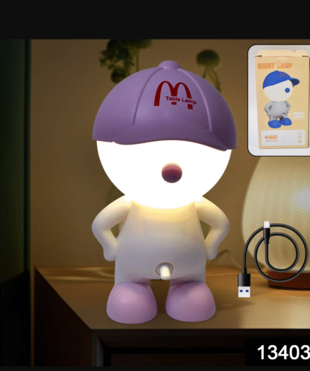 Cute Lovely Cartoon Design LED Desk Night Light With Plastic Head Cap (1 Pc) - Image 2