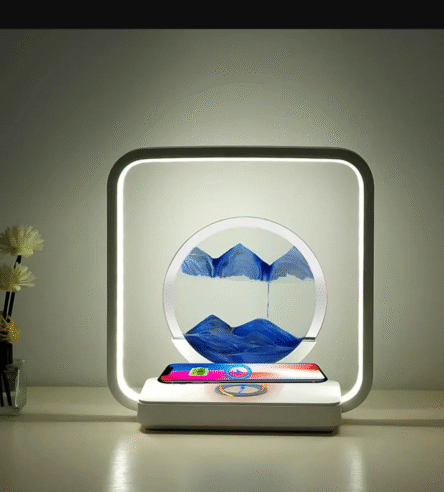 13477 3D Wireless Charging LED Light USB Quicksand Painting Lamp for Bedroom - Image 2