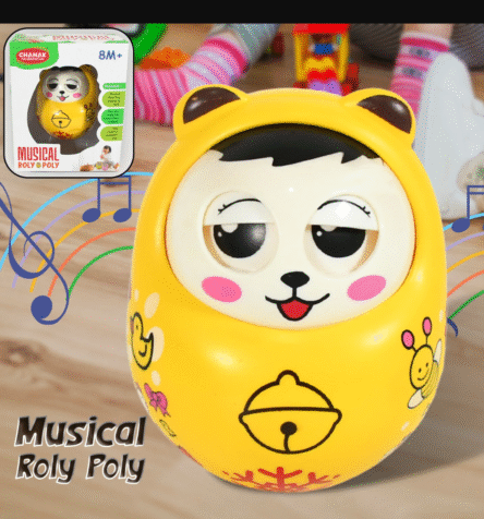 Musical Roly Poly Toys for Baby | Push and Shake Wobbling Toy with Music | Tumbler Doll Toy for Babies | Sound Balancing Doll Toys for Baby Boys, Girls 8+ Months Multicolor (1 Pc)