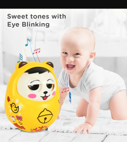 Musical Roly Poly Toys for Baby | Push and Shake Wobbling Toy with Music | Tumbler Doll Toy for Babies | Sound Balancing Doll Toys for Baby Boys, Girls 8+ Months Multicolor (1 Pc) - Image 2