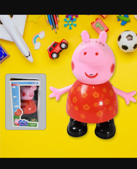 Pig Children Play toy, Pretend Play Toy Fun Gift for Kids, Movable Hands, Legs Pig Pretend Play Toy Set for Kids Children with Soft Rubber Material (1 Pc / Battery Not included)