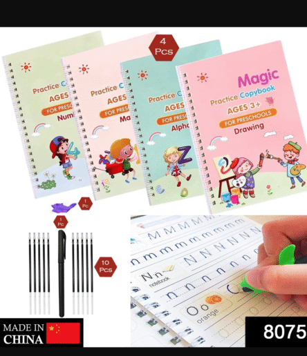 4 Pc Magic Copybook widely used by kids, children's and even adults also to write down important things over it while emergencies etc.
