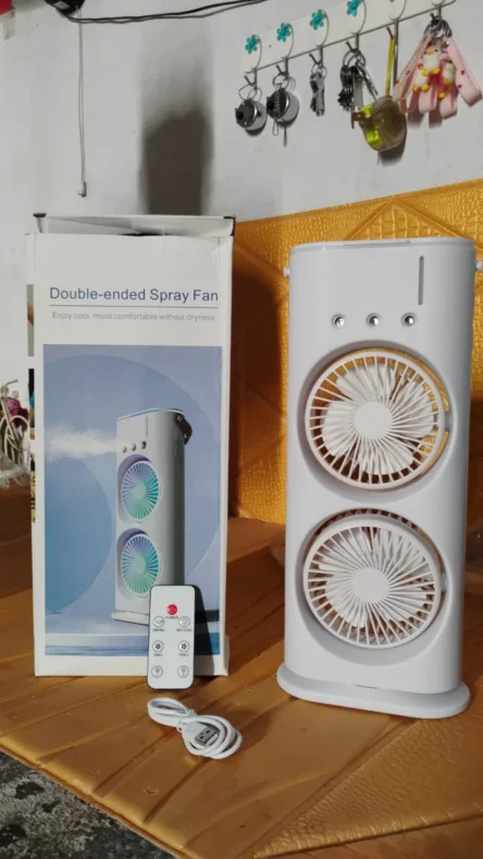 Electric Fan Desktop Double-Head Powerful Air Cooler (1 Pc / With Remote) - Image 2